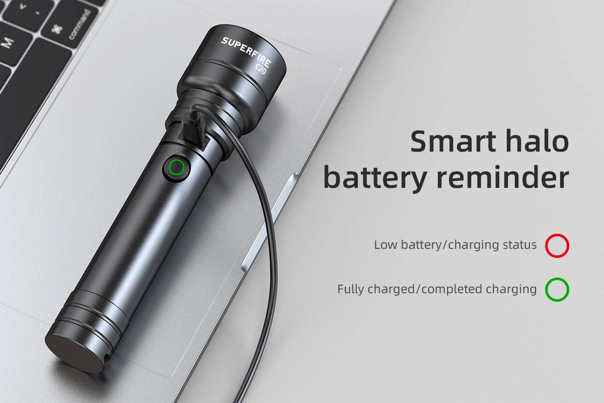 SuperFire C20-T Focus Zoomable Rechargeable Flashlight 1000 Lumen description image 4