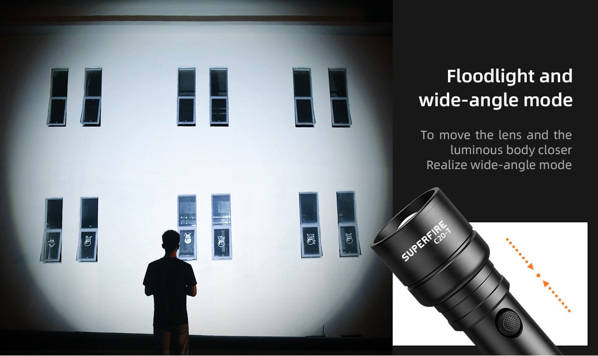 SuperFire C20-T Focus Zoomable Rechargeable Flashlight 1000 Lumen description image 7