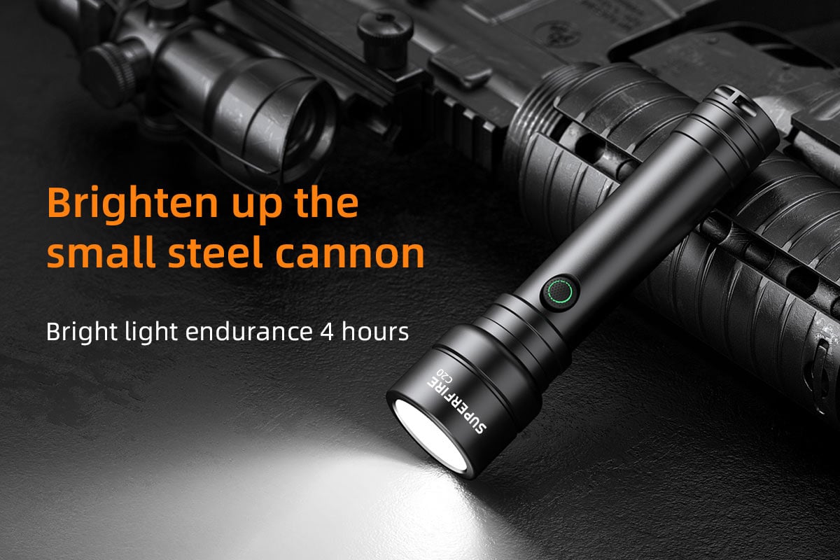 SuperFire C20-T Focus Zoomable Rechargeable Flashlight 1000 Lumen description image