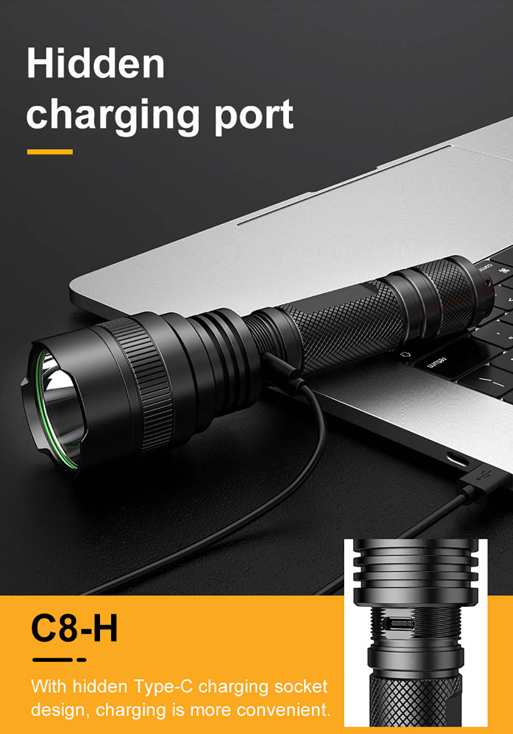 950 lumen tactical flashlight usb charging Superfire