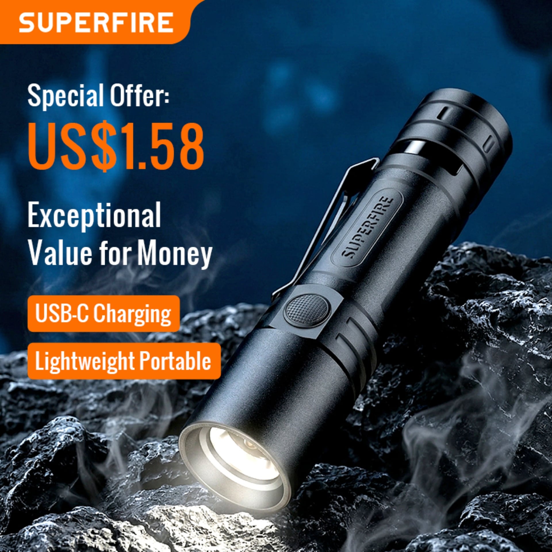 SUPERFIRE SF05 Ultra-Lightweight Mini Flashlight